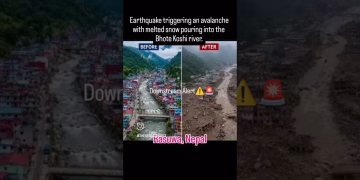 Massive Flash floods in Rasuwa Nepal #rasuwa #flashflood #nepalfloods #viral #shorts