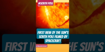 First view of the sun's south pole #europeanspaceagency #solarorbiter #shorts